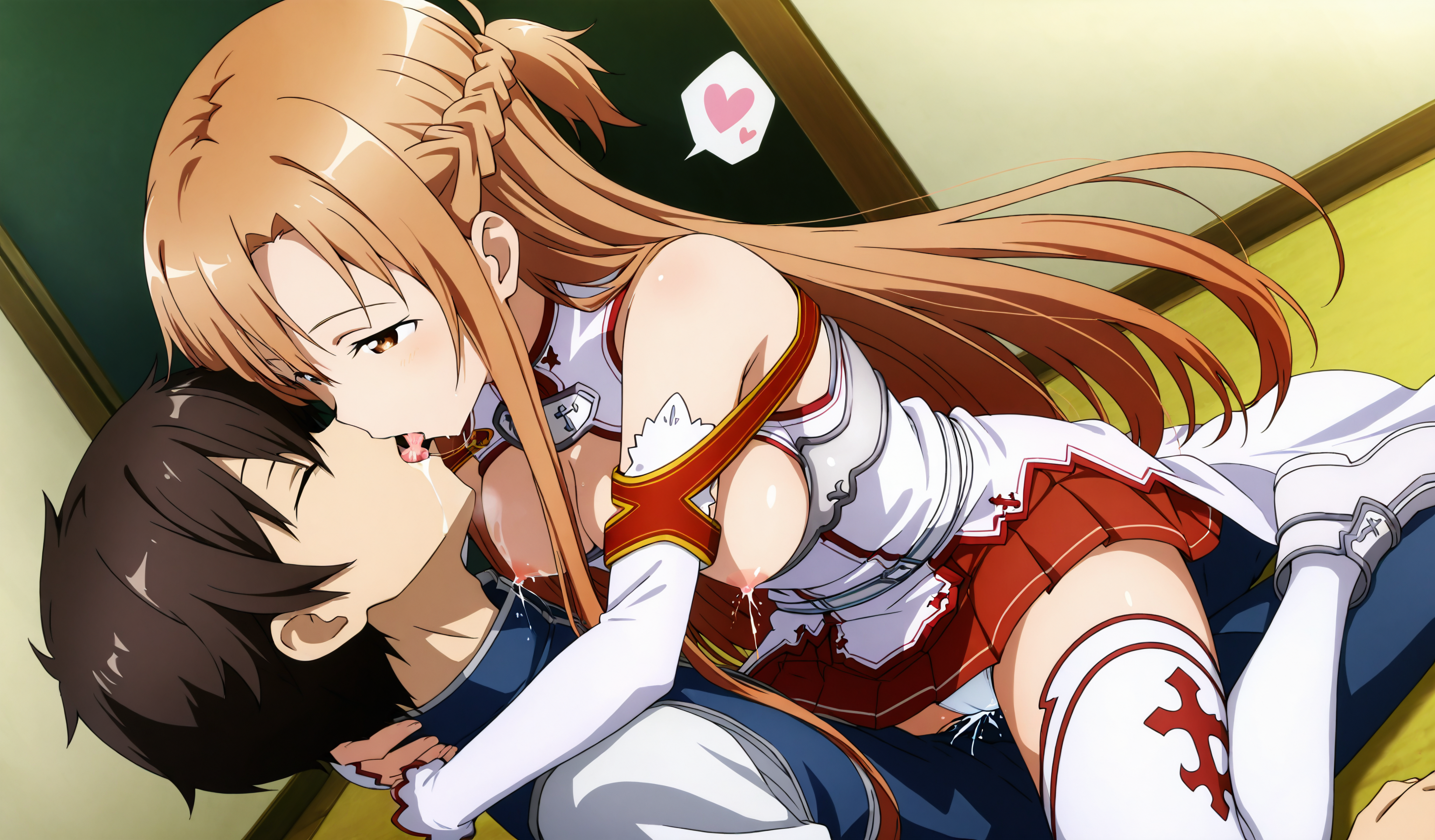 エロ画像 二次エロ画像 公式風 公式調 ソードアートオンライン 結城 明日奈 AIイラスト セックス 騎乗位 キス 母乳 おっぱい 乳首