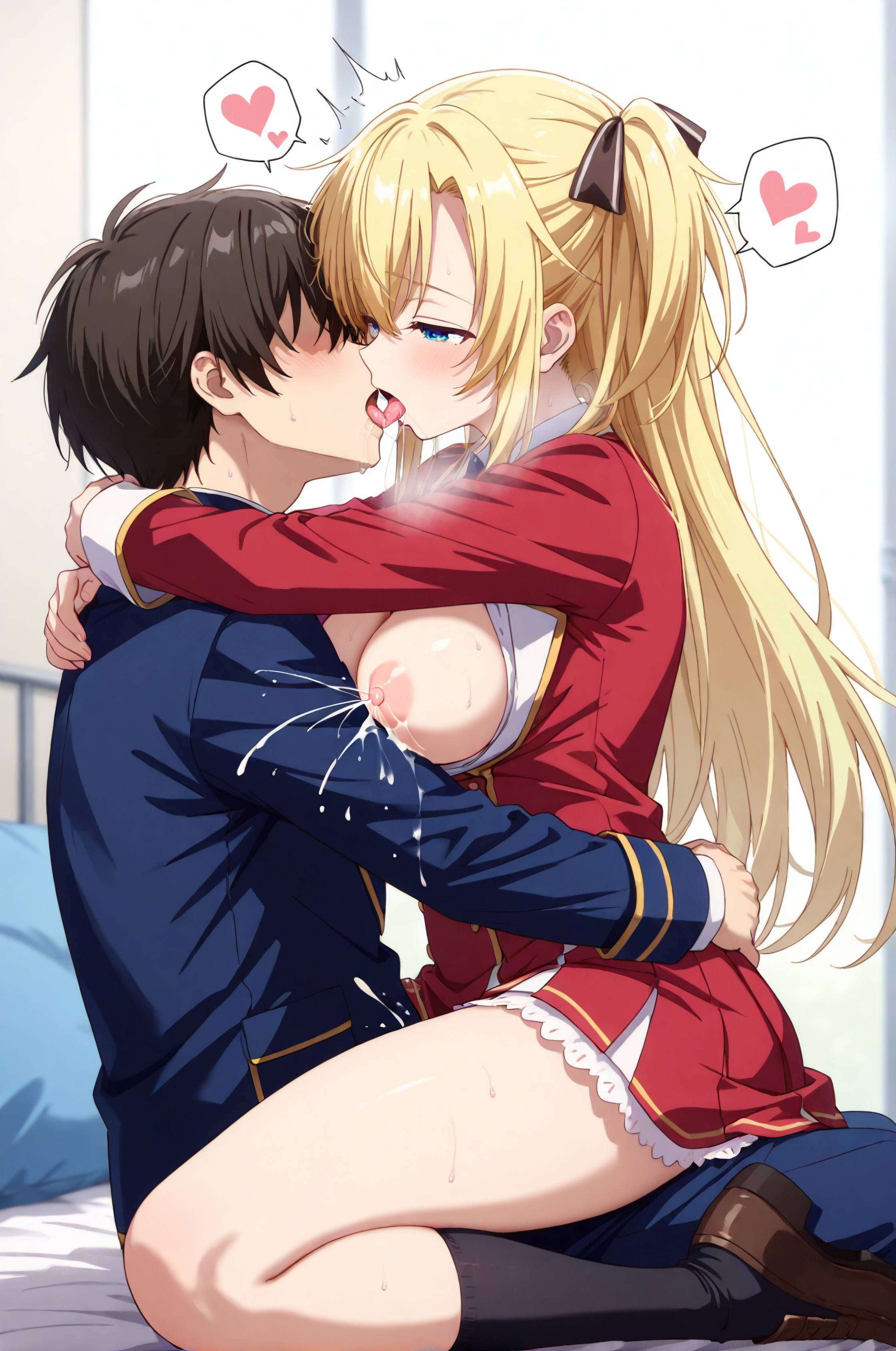 エロ画像 二次エロ画像 公式風 公式調 聖剣学院の魔剣使い レギーナ・メルセデス AIイラスト セックス 騎乗位 キス 母乳 おっぱい 乳首 金髪 ツインテール