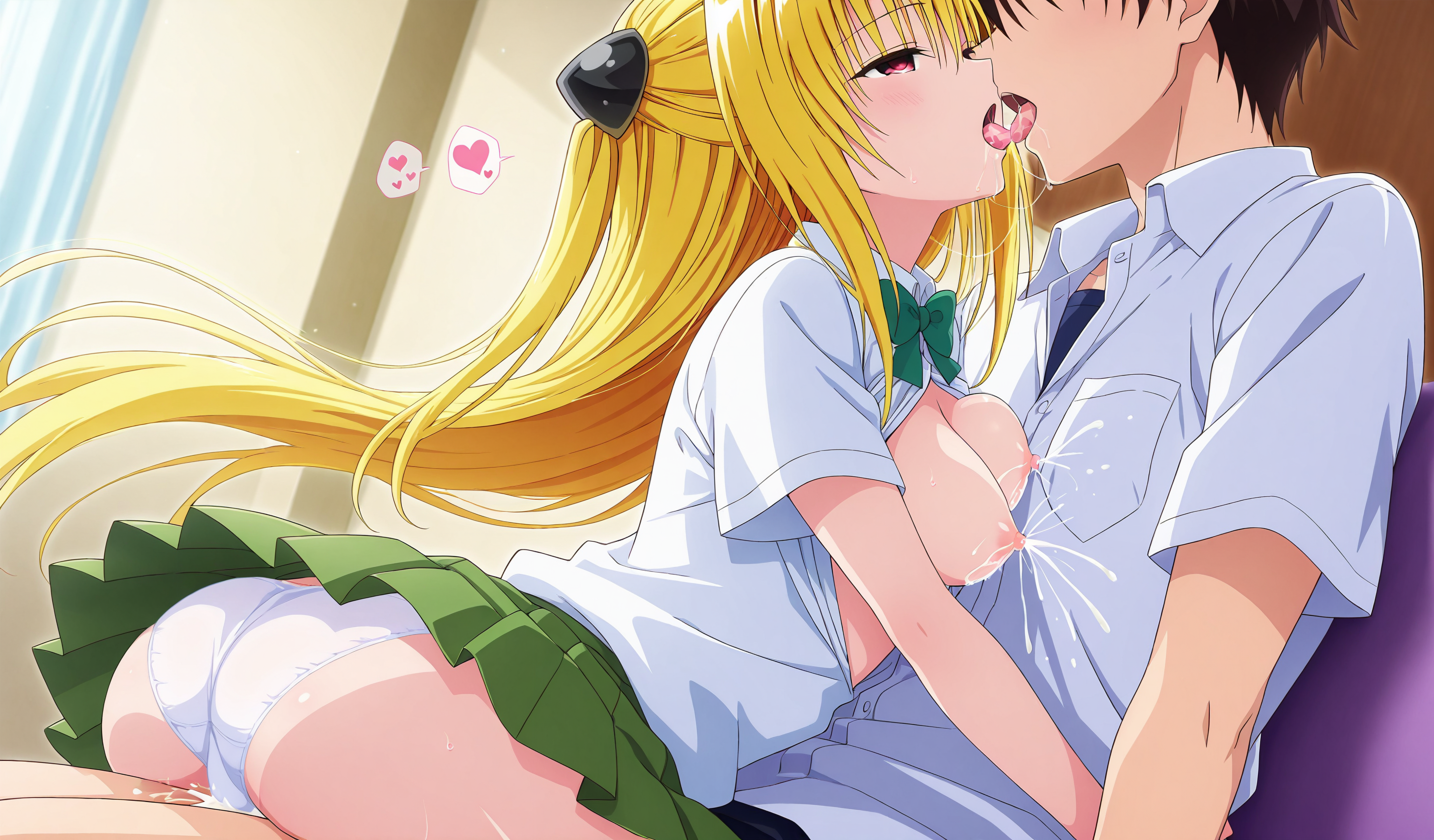エロ画像 二次エロ画像 公式風 公式調 To LOVEる To LOVEる ダークネス 金色の闇 AIイラスト セックス 騎乗位 キス 母乳 おっぱい 乳首 制服