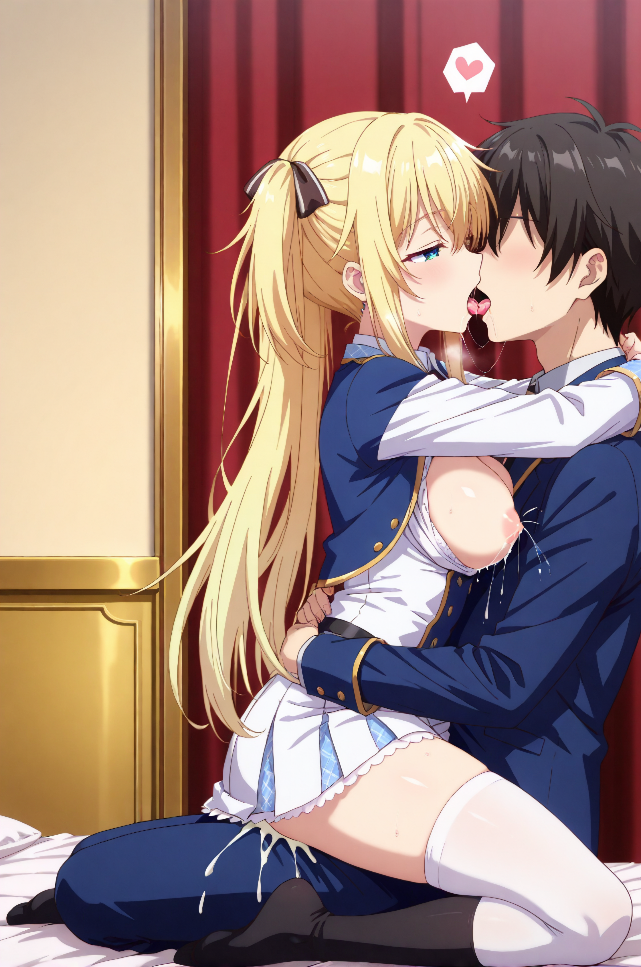 エロ画像 二次エロ画像 公式風 公式調 聖剣学院の魔剣使い レギーナ・メルセデス AIイラスト セックス 騎乗位 キス 母乳 おっぱい 乳首 金髪 ツインテール