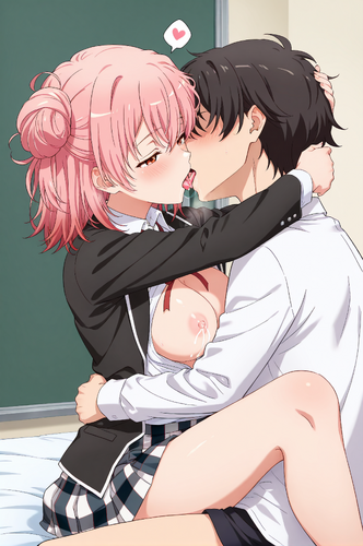 やはり俺の青春ラブコメはまちがっている。 由比ヶ浜 結衣 AIイラスト 無修正 セックス 騎乗位 キス 母乳 おっぱい 乳首