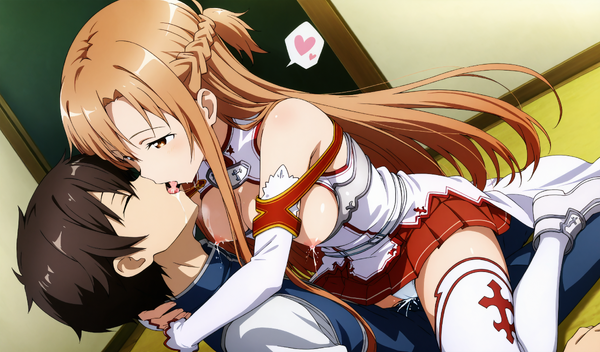ソードアートオンライン 結城 明日奈 AIイラスト セックス 騎乗位 キス 母乳 おっぱい 乳首