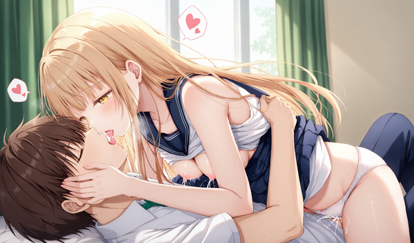お隣の天使様にいつの間にか駄目人間にされていた件 椎名 真昼 AIイラスト 無修正 セックス 騎乗位 キス 母乳 おっぱい 乳首 制服