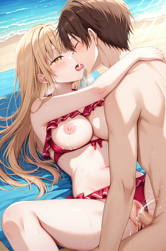 お隣の天使様にいつの間にか駄目人間にされていた件 椎名 真昼 AIイラスト 無修正 セックス 正常位 キス 中出し 射精 精液 潮吹き 母乳 おっぱい 乳首 水着