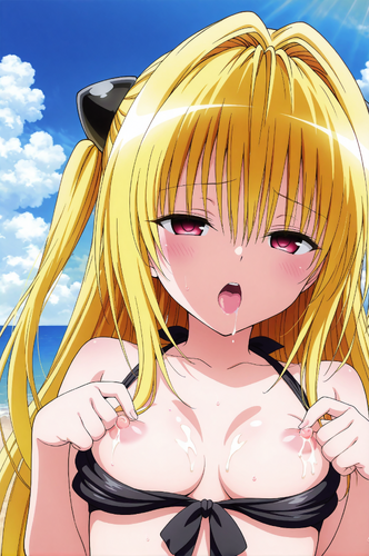 To LOVEる To LOVEる ダークネス 金色の闇 AIイラスト 乳首オナニー 乳首弄り 母乳 おっぱい 乳首 貧乳 水着