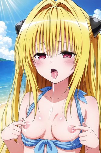 To LOVEる To LOVEる ダークネス 金色の闇 AIイラスト 乳首オナニー 乳首弄り 母乳 おっぱい 乳首 貧乳 水着